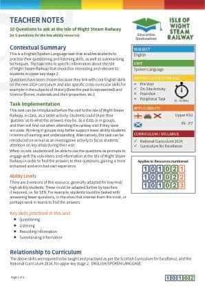 Thumbnail image of Education Destination resource 101022 Teacher Note