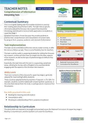 Thumbnail image of Education Destination resource 102181 Teacher Note