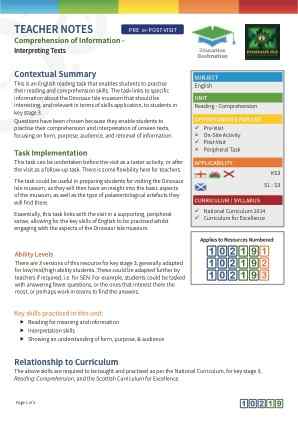 Thumbnail image of Education Destination resource 102191 Teacher Note