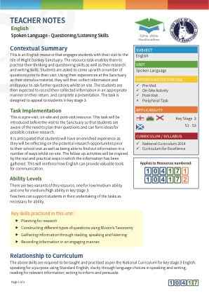 Thumbnail image of Education Destination resource 104172 Teacher Note