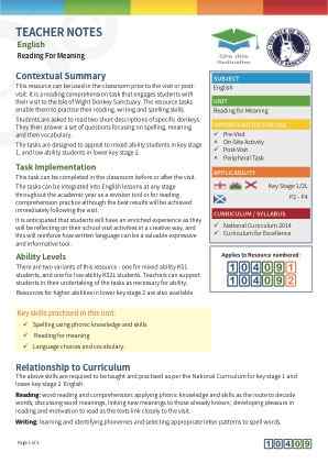 Thumbnail image of Education Destination resource 104092 Teacher Note