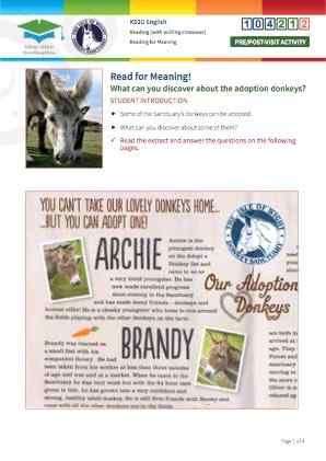 Click to view Resource 104212 Read for Meaning! Adoption donkeys (support version)