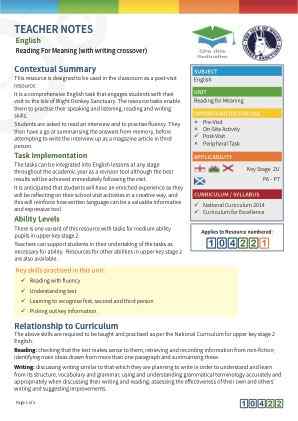Thumbnail image of Education Destination resource 104221 Teacher Note