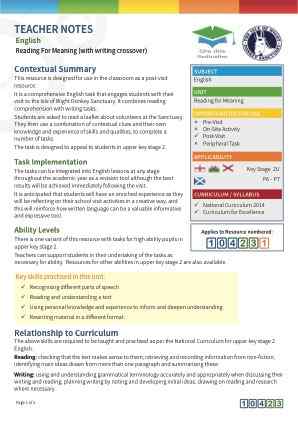 Thumbnail image of Education Destination resource 104231 Teacher Note