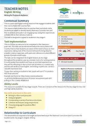 Thumbnail image of Education Destination resource 105262 Teacher Note
