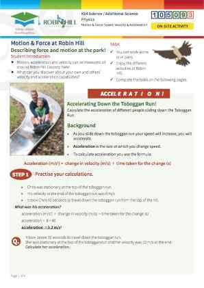 Click to view Resource 105093 Motion and Force at Robin Hill