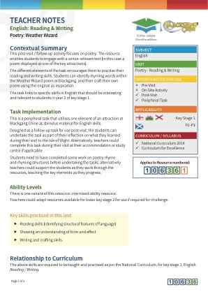 Thumbnail image of Education Destination resource 106361 Teacher Note