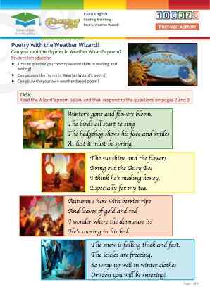Click to view Resource 106373 Weather Wizard! Reading & writing poetry.
