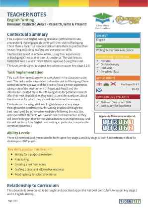 Thumbnail image of Education Destination resource 106171 Teacher Note