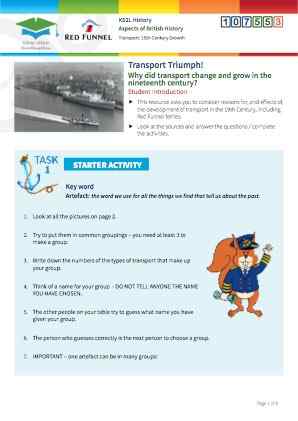 Click to view Resource 107553 History of Transport: causes and consequences in the nineteenth century