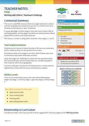 Thumbnail image of Education Destination resource 107412 Teacher Note