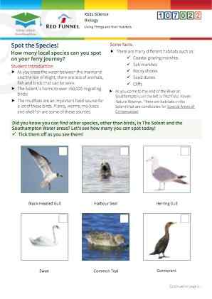 Click to view Resource 107022 Spot the Species! Group, identify and name species living in the Solent area. 