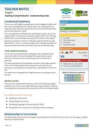 Thumbnail image of Education Destination resource 108052 Teacher Note